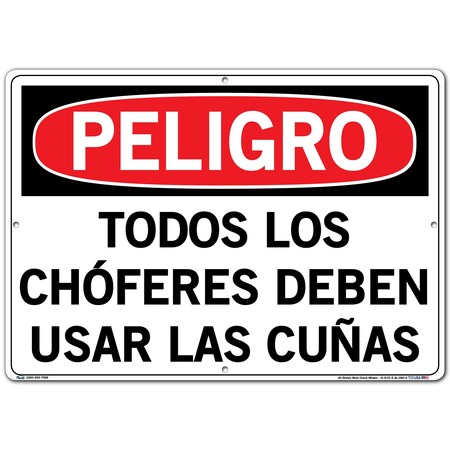 Vestil Aluminum Sign, 14-1/2" Height, 20-1/2" Width, Aluminum, Rectangle, Spanish SI-D-51-E-AL-080-S